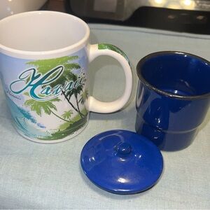 Hawaii Coffee Mug with Lid Tropical Palm Tree Souvenir Ceramic